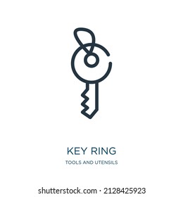 key ring thin line icon. key, lock linear icons from tools and utensils concept isolated outline sign. Vector illustration symbol element for web design and apps.