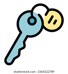 Key room icon outline vector. Social hostel. Modern resource color flat