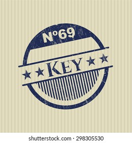 Key rubber grunge stamp