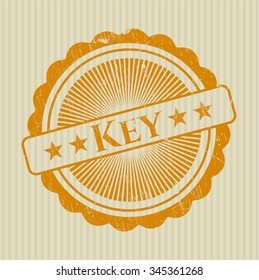 Key rubber stamp with grunge texture