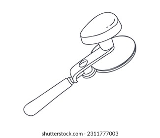 key for seaming cans, doodle vector illustration