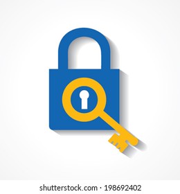 Key as a search icon on lock stock vector