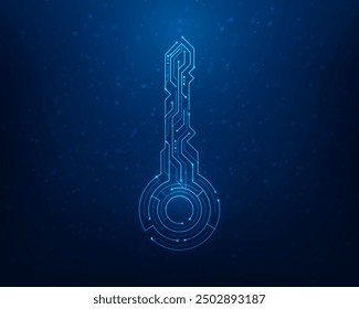 key security data identity technology blue background. padlock line circuit. vector illustration fantastic hi-tech design.