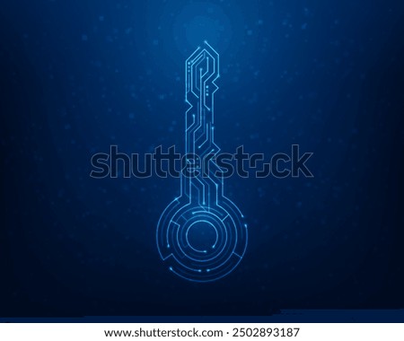 key security data identity technology blue background. padlock line circuit. vector illustration fantastic hi-tech design.