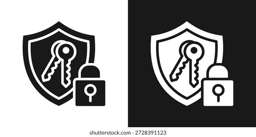 Icono De Seguridad Clave En Estilo Glifo Blanco Y Negro