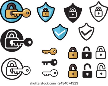 Key Security Lock Illustration - Zeilensymbol