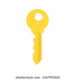 Key security vector icon door. House lock and safe home protection. Metal sign privacy secure. Gold silhouette isolated white and shape business access. Simple yellow tool for padlock and shiny sign