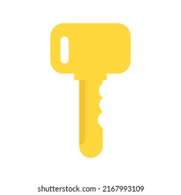 Key security vector icon door. House lock and safe home protection. Metal sign privacy secure. Gold silhouette isolated white and shape business access. Simple yellow tool for padlock and shiny sign