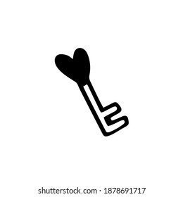  The key is in the shape of a heart.vector illustration in doodle style. Design for Valentine's Day, Wedding, stickers