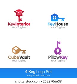 Key Shape Logo Template Set. Good for Business, Agency, Community and Organization