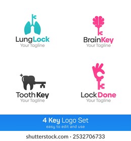 Key Shape Logo Template Set. Good for Business, Agency, Community and Organization