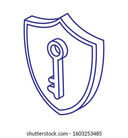 Key and shield design of Security system warning protection danger web alert and safe theme Vector illustration
