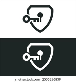 Key and Shield icon isolated on white background. Vector illustrations are made with vector-based software, not AI generated results.