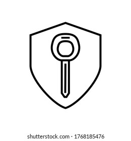 icono de escudo de claves con vector de estilo de contorno para su diseño web