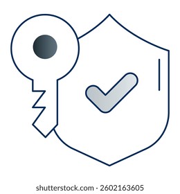 Key with Shield Icon. Security, Protection, Access Concept. Illustration for Safety Concept.