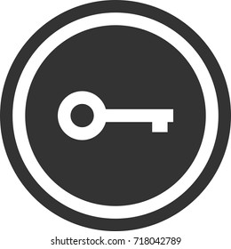 Key sign ,dark round icon,