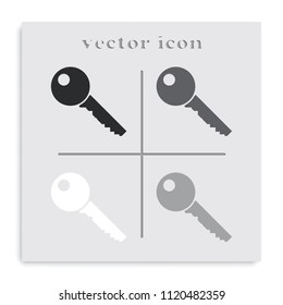 Key sign flat black and white vector icon.