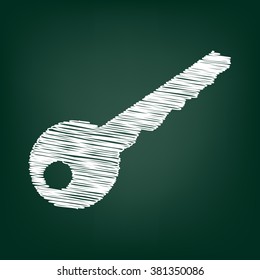 Key sign. Flat style icon with chalk effect