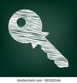 Key sign. Flat style icon with chalk effect