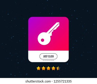 Key sign icon. Unlock tool symbol. Web or internet icon design. Rating stars. Just click button. Vector