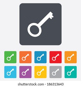 Key sign icon. Unlock tool symbol. Rounded squares 11 buttons. Vector