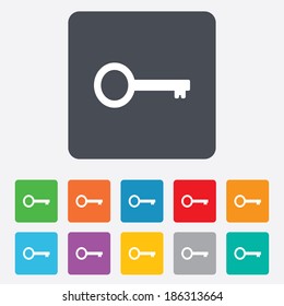 Key sign icon. Unlock tool symbol. Rounded squares 11 buttons. Vector