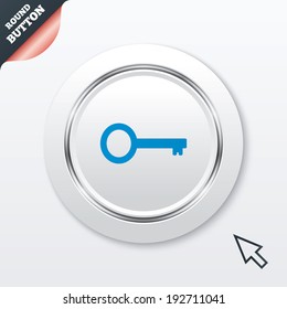 Key sign icon. Unlock tool symbol. White button with metallic line. Modern UI website button with mouse cursor pointer. Vector