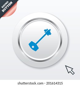 Key sign icon. Unlock tool symbol. White button with metallic line. Modern UI website button with mouse cursor pointer. Vector