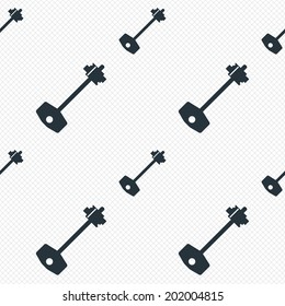 Key sign icon. Unlock tool symbol. Seamless grid lines texture. Cells repeating pattern. White texture background. Vector