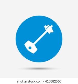Key sign icon. Unlock tool symbol. Blue circle button with icon. Vector