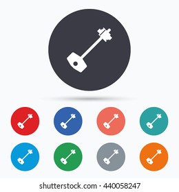 Key sign icon. Unlock tool symbol. Circle buttons with key icon. Vector