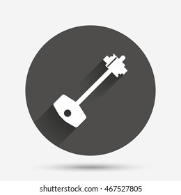 Key sign icon. Unlock tool symbol. Circle flat button with shadow. Vector
