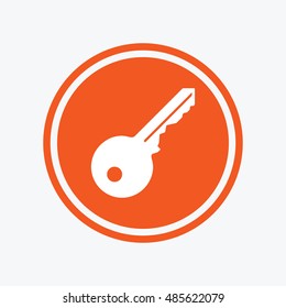 Key sign icon. Unlock tool symbol. Graphic design element. Flat key symbol on the round button. Vector