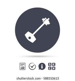 Key sign icon. Unlock tool symbol. Report document, information and check tick icons. Currency exchange. Vector