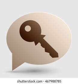 Key sign illustration. Brown gradient icon on bubble with shadow.