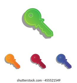Key sign illustration. Colorfull applique icons set.