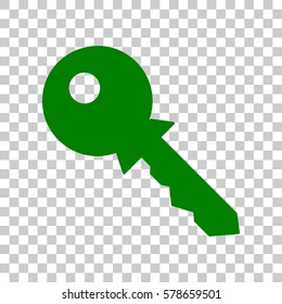 Key sign illustration. Dark green icon on transparent background.
