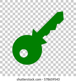 Key sign illustration. Dark green icon on transparent background.