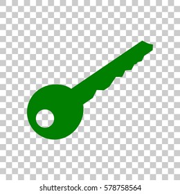 Key sign illustration. Dark green icon on transparent background.