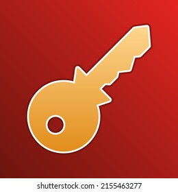 Ilustración de signo de clave. Icono de gradiente dorado con contornos sobre fondo recto. Ilustración.