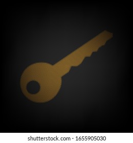 Key sign illustration. Icon as grid of small orange light bulb in darkness. Illustration.