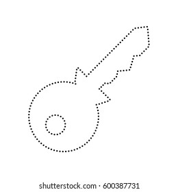 Key sign illustration. Vector. Black dotted icon on white background. Isolated.