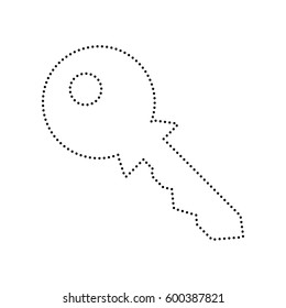 Key sign illustration. Vector. Black dotted icon on white background. Isolated.