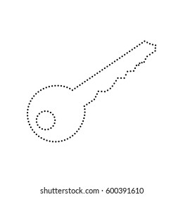 Key sign illustration. Vector. Black dotted icon on white background. Isolated.