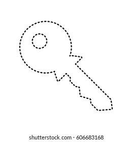 Key sign illustration. Vector. Black dashed icon on white background. Isolated.