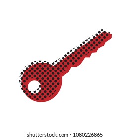 Key sign illustration. Vector. Brown icon with shifted black circle pattern as duplicate at white background. Isolated.