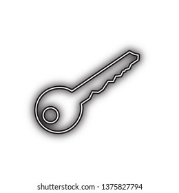 Key sign illustration. Vector. Double contour black icon with soft shadow at white background. Isolated.