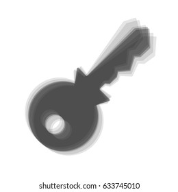 Key sign illustration. Vector. Gray icon shaked at white background.