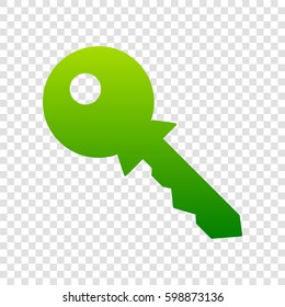 Key sign illustration. Vector. Green gradient icon on transparent background.