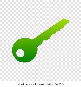 Key sign illustration. Vector. Green gradient icon on transparent background.